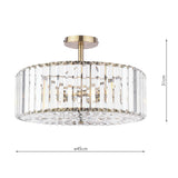 Laura Ashley Fernhurst 4 Light Semi-Flush Crystal and Antique Brass