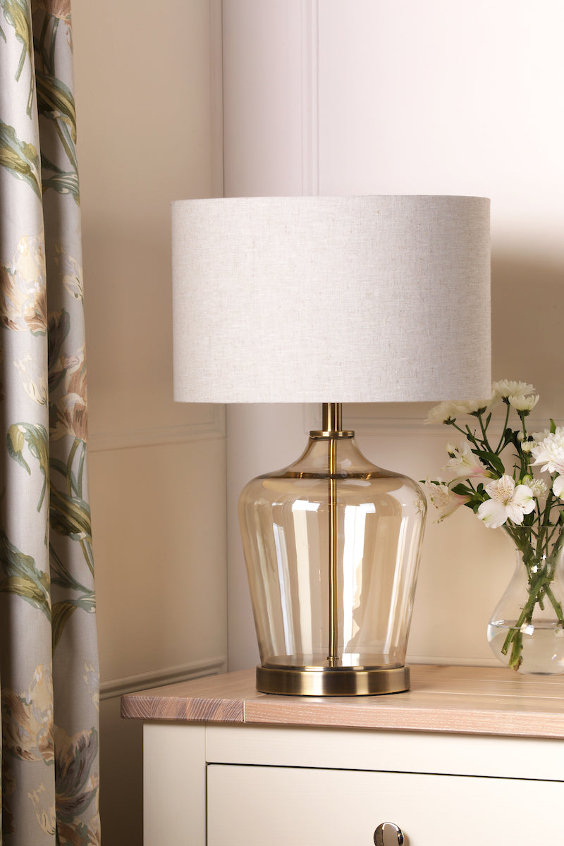 Laura Ashley Ockley Touch Table Lamp Antique Brass With Shade