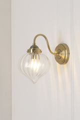 Laura Ashley Whitham Wall Light Antique Brass and Ribbed Glass