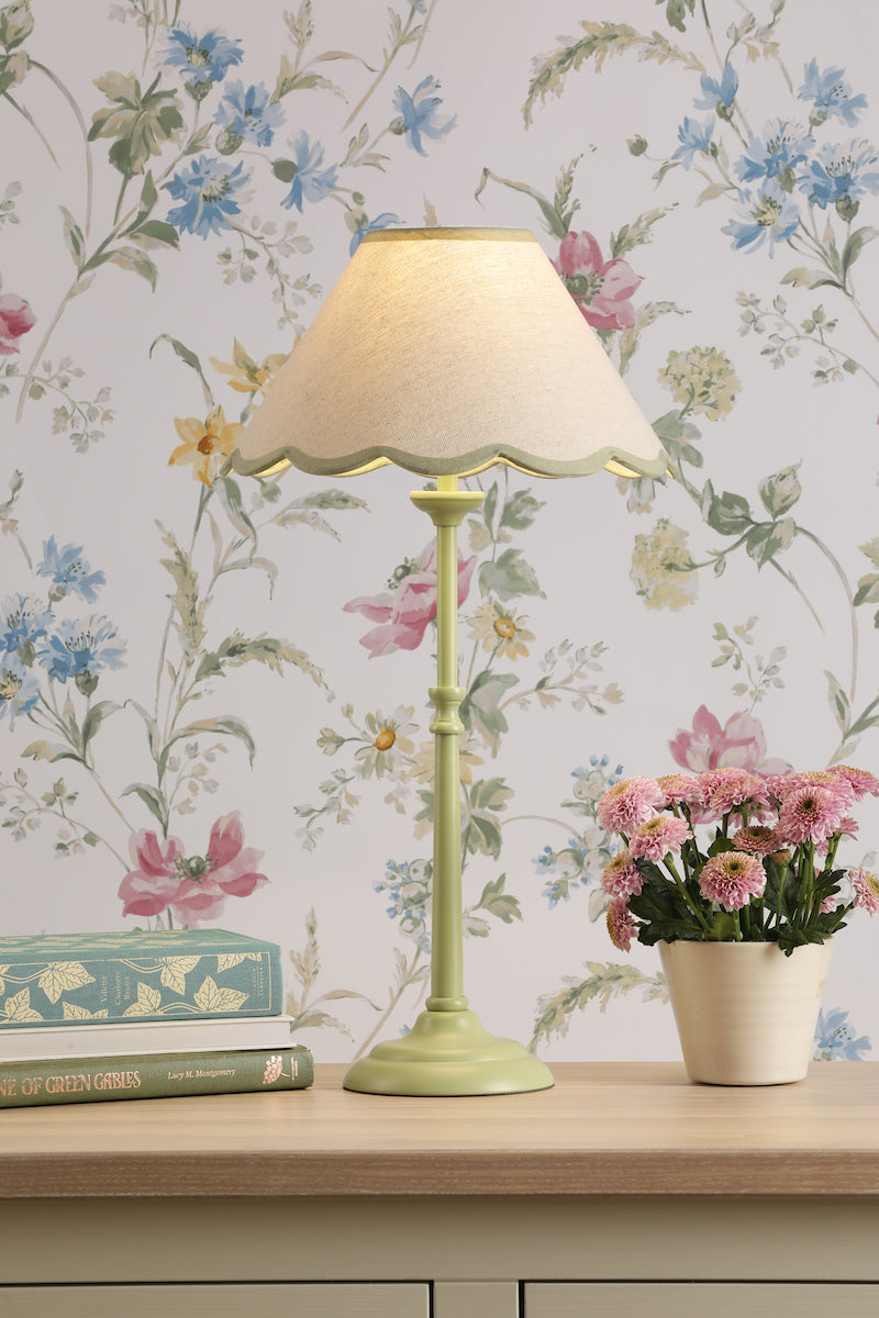 Laura Ashley Cordwell Table Lamp Matt Green With Shade