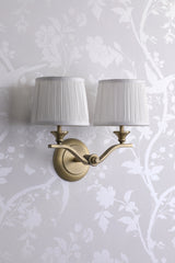 Laura Ashley Hemsley 2 Light Wall Light Matt Antique Brass With Shade