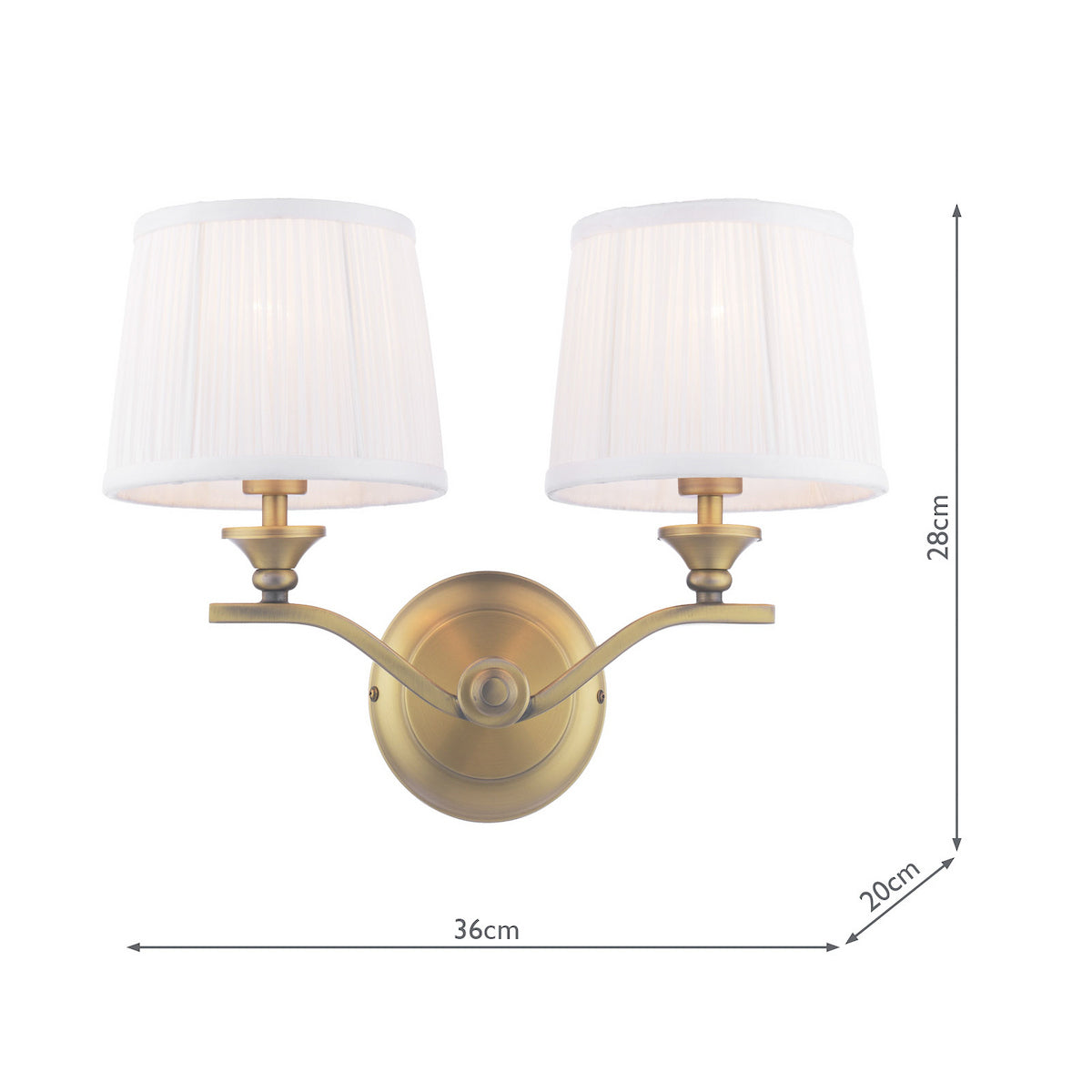 Laura Ashley Hemsley 2 Light Wall Light Matt Antique Brass With Shade