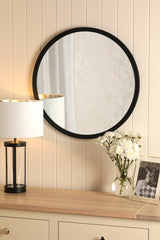 Laura Ashley Harrington Mirror Matt Black and Mirror 60cm