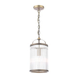 Laura Ashley Sutton Pendant Matt Antique Brass and Ribbed Glass