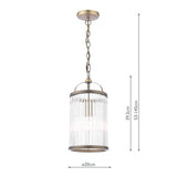 Laura Ashley Sutton Pendant Matt Antique Brass and Ribbed Glass