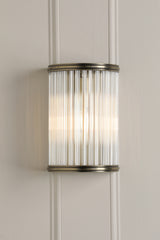 Laura Ashley Sutton Wall Light Matt Antique Brass and Ribbed Glass