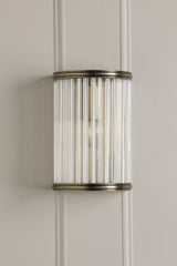 Laura Ashley Sutton Wall Light Matt Antique Brass and Ribbed Glass