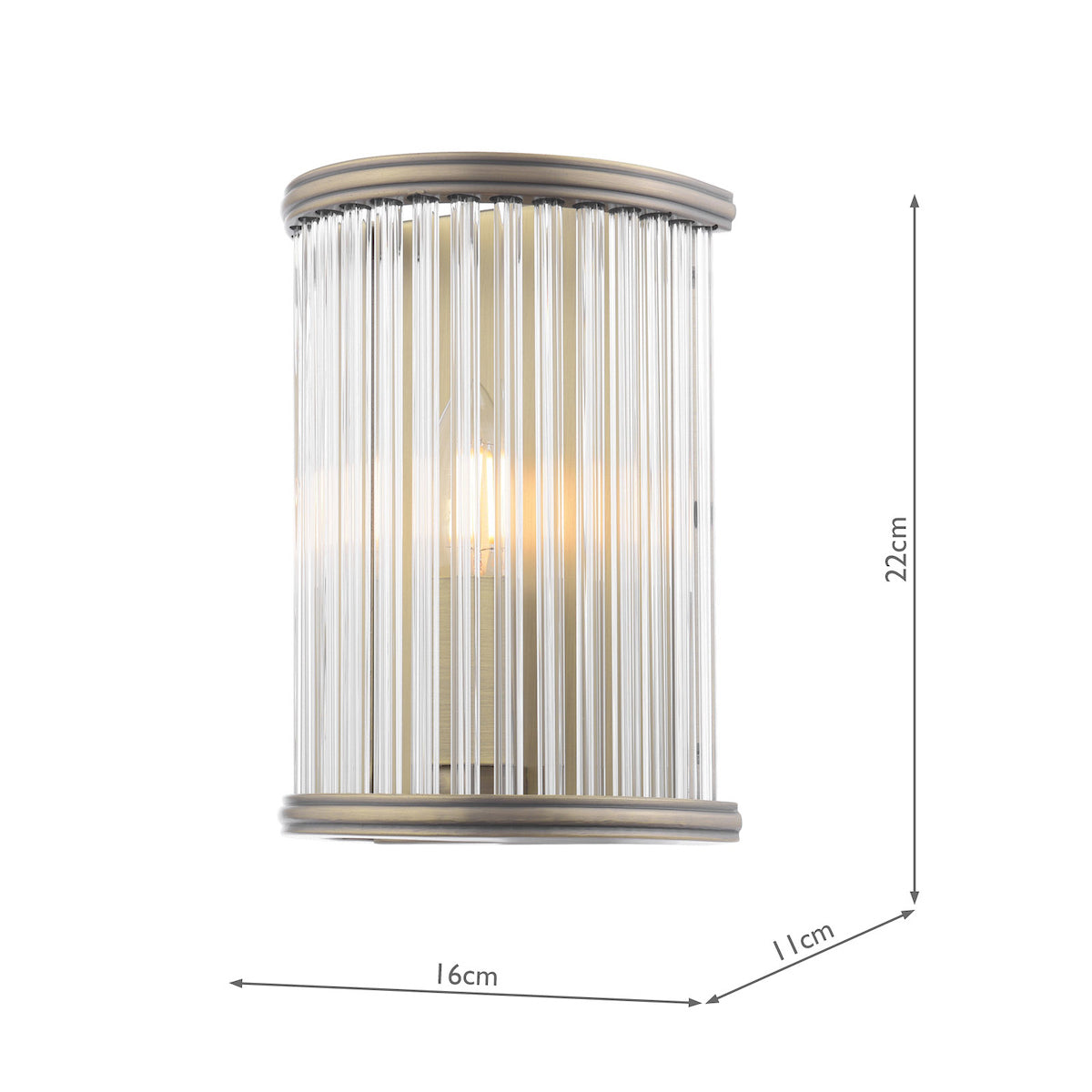 Laura Ashley Sutton Wall Light Matt Antique Brass and Ribbed Glass