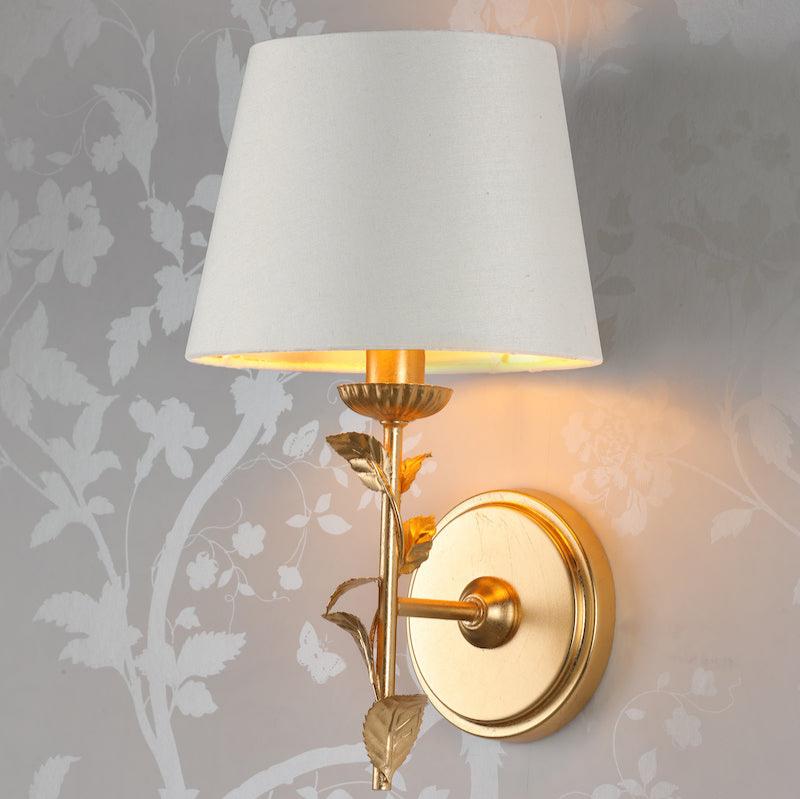 Laura Ashley Halton Wall Light Distressed Gold Leaf With Shade