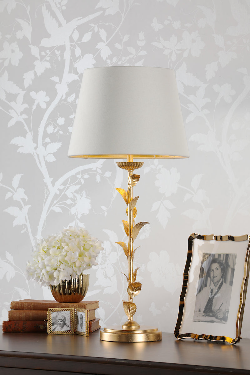 Laura Ashley Halton Table Lamp Distressed Gold Leaf With Shade