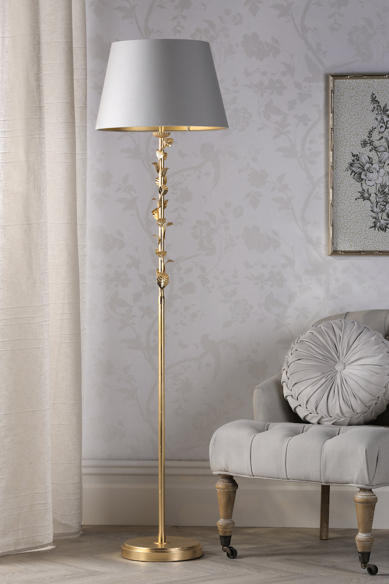 Laura Ashley Halton Floor Lamp Distressed Gold Leaf With Shade