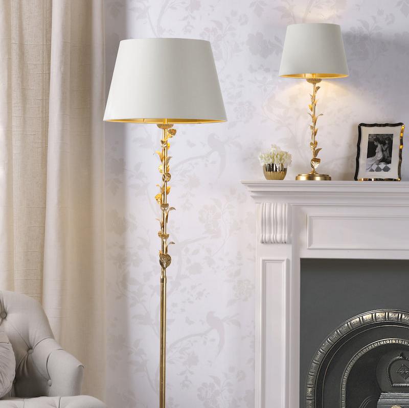 Laura Ashley Halton Floor Lamp Distressed Gold Leaf With Shade