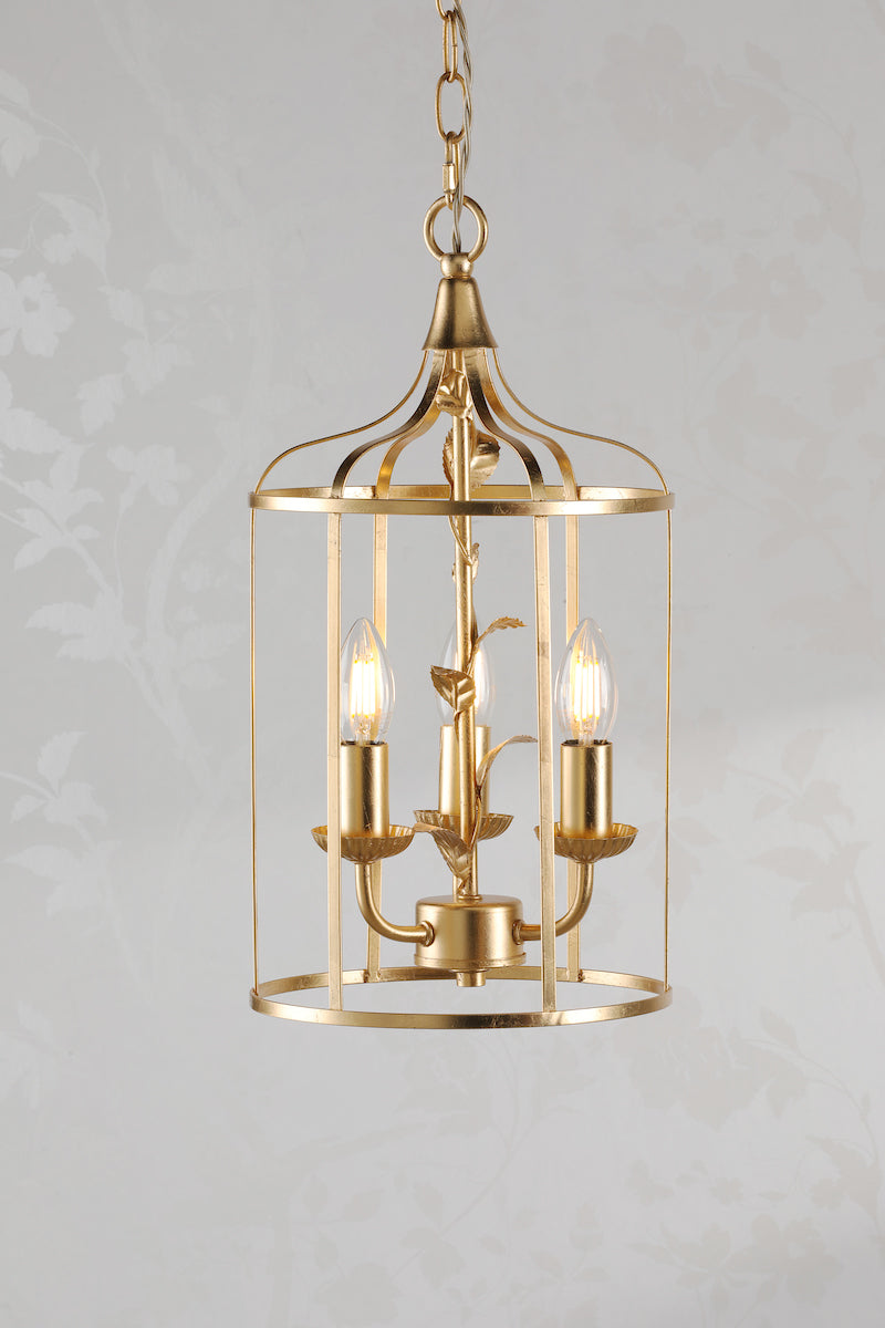 Laura Ashley Halton 3 Light Pendant Distressed Gold Leaf