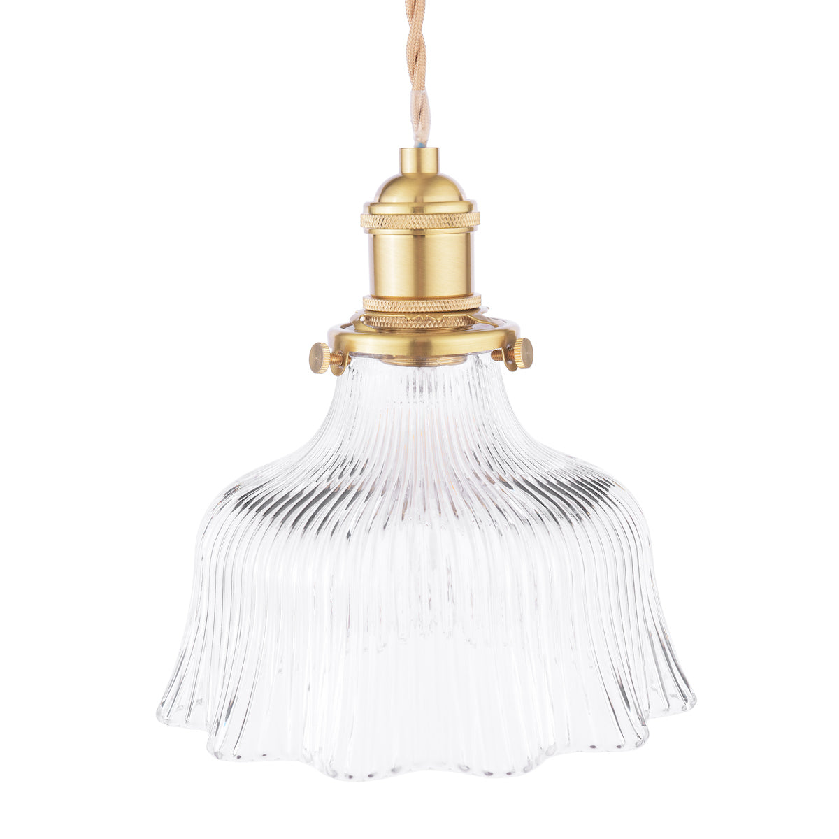 Laura Ashley Theodore Pendant Antique Brass and Ribbed Glass