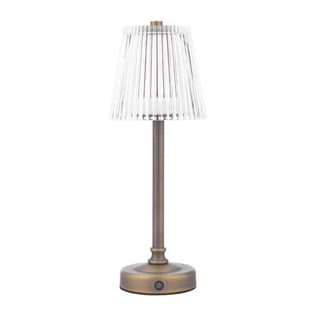 Laura Ashley Callaghan Table Lamp Matt Antique Brass and Ribbed Glass LED