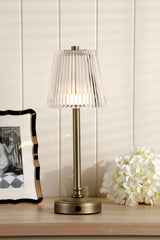 Laura Ashley Callaghan Table Lamp Matt Antique Brass and Ribbed Glass LED