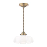 Laura Ashley Banham Pendant Matt Antique Brass and White Glass