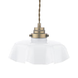 Laura Ashley Banham Pendant Matt Antique Brass and White Glass