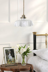 Laura Ashley Banham Pendant Matt Antique Brass and White Glass