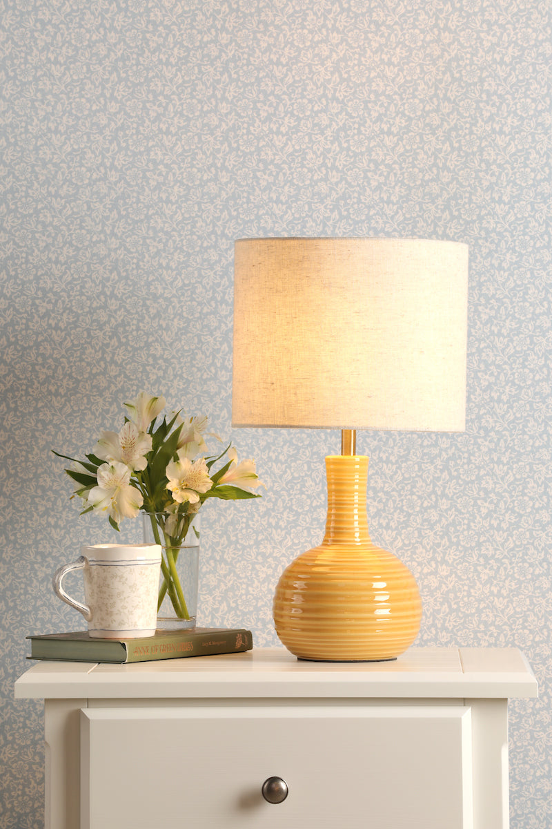 Laura Ashley Padley Table Lamp Yellow Ceramic With Shade