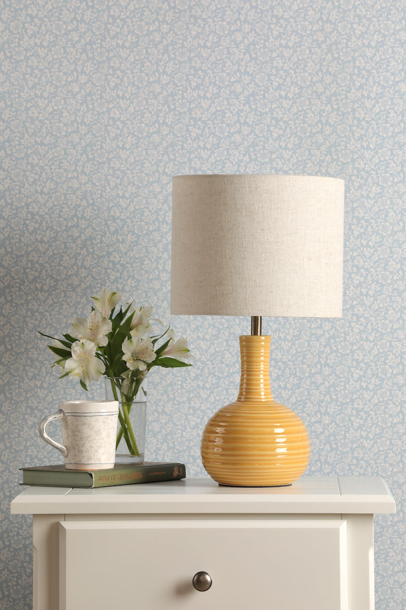 Laura Ashley Padley Table Lamp Yellow Ceramic With Shade