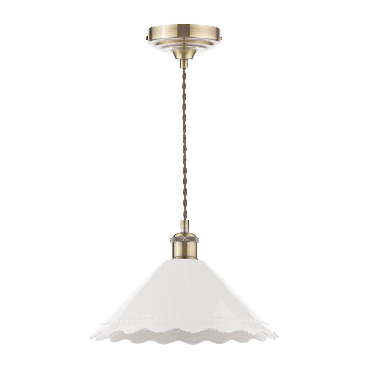 Laura Ashley Daws Pendant White Ceramic Antique Brass | Farmhouse