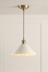 Laura Ashley Daws Pendant White Ceramic and Antique Brass