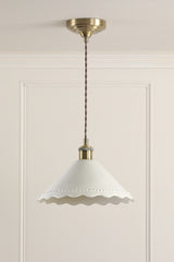 Laura Ashley Daws Pendant White Ceramic and Antique Brass