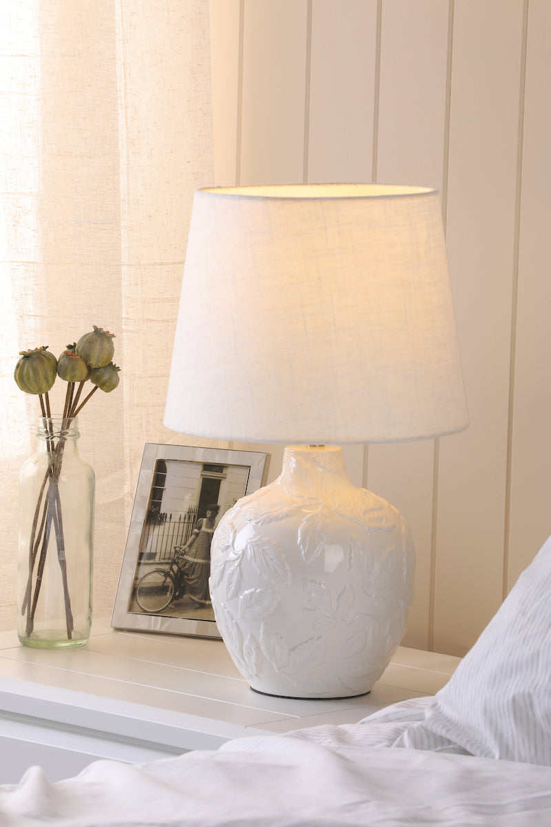 Laura Ashley Redhall Table Lamp White Ceramic With Shade