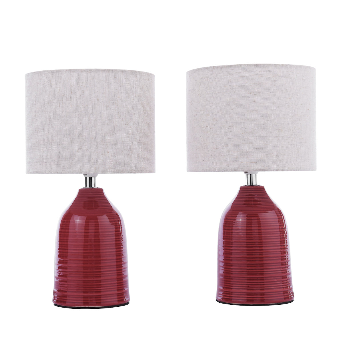 Laura Ashley Penny Table Lamp Red Ceramic With Shade (Twin Pack)