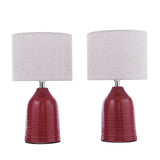 Laura Ashley Penny Table Lamp Red Ceramic With Shade (Twin Pack)