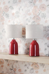 Laura Ashley Penny Table Lamp Red Ceramic With Shade (Twin Pack)