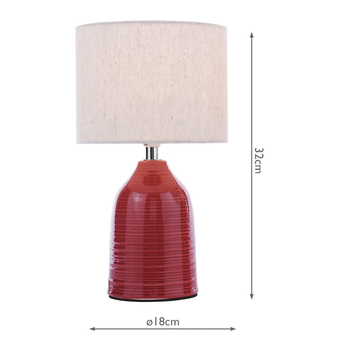 Laura Ashley Penny Table Lamp Red Ceramic With Shade (Twin Pack)