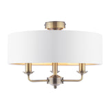 Laura Ashley Sorrento 3 Light Semi-Flush Antique Brass With Ivory Shade