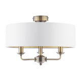 Laura Ashley Sorrento 3 Light Semi-Flush Antique Brass With Ivory Shade