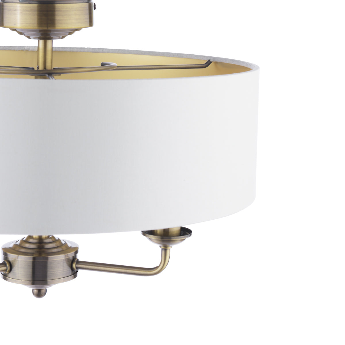 Laura Ashley Sorrento 3 Light Semi-Flush Antique Brass With Ivory Shade