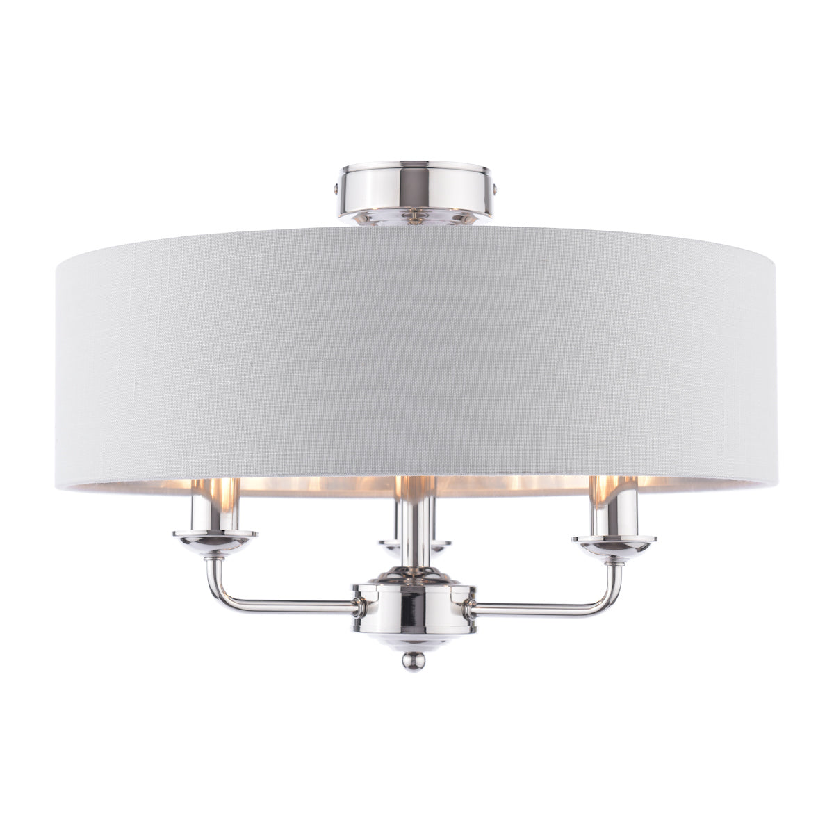 Laura Ashley Sorrento 3 Light Semi-Flush Polished Nickel With Silver Shade