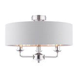 Laura Ashley Sorrento 3 Light Semi-Flush Polished Nickel With Silver Shade