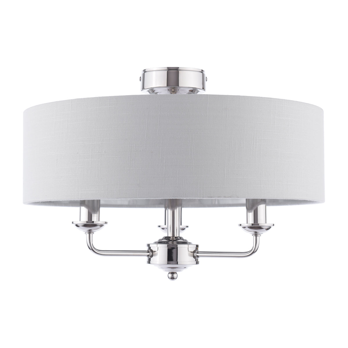 Laura Ashley Sorrento 3 Light Semi-Flush Polished Nickel With Silver Shade