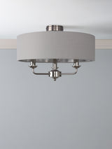 Laura Ashley Sorrento 3 Light Semi-Flush Polished Nickel With Silver Shade