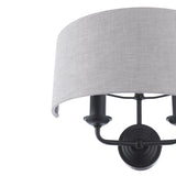 Laura Ashley Sorrento 2 Light Wall Light Matt Black With Natural Shade