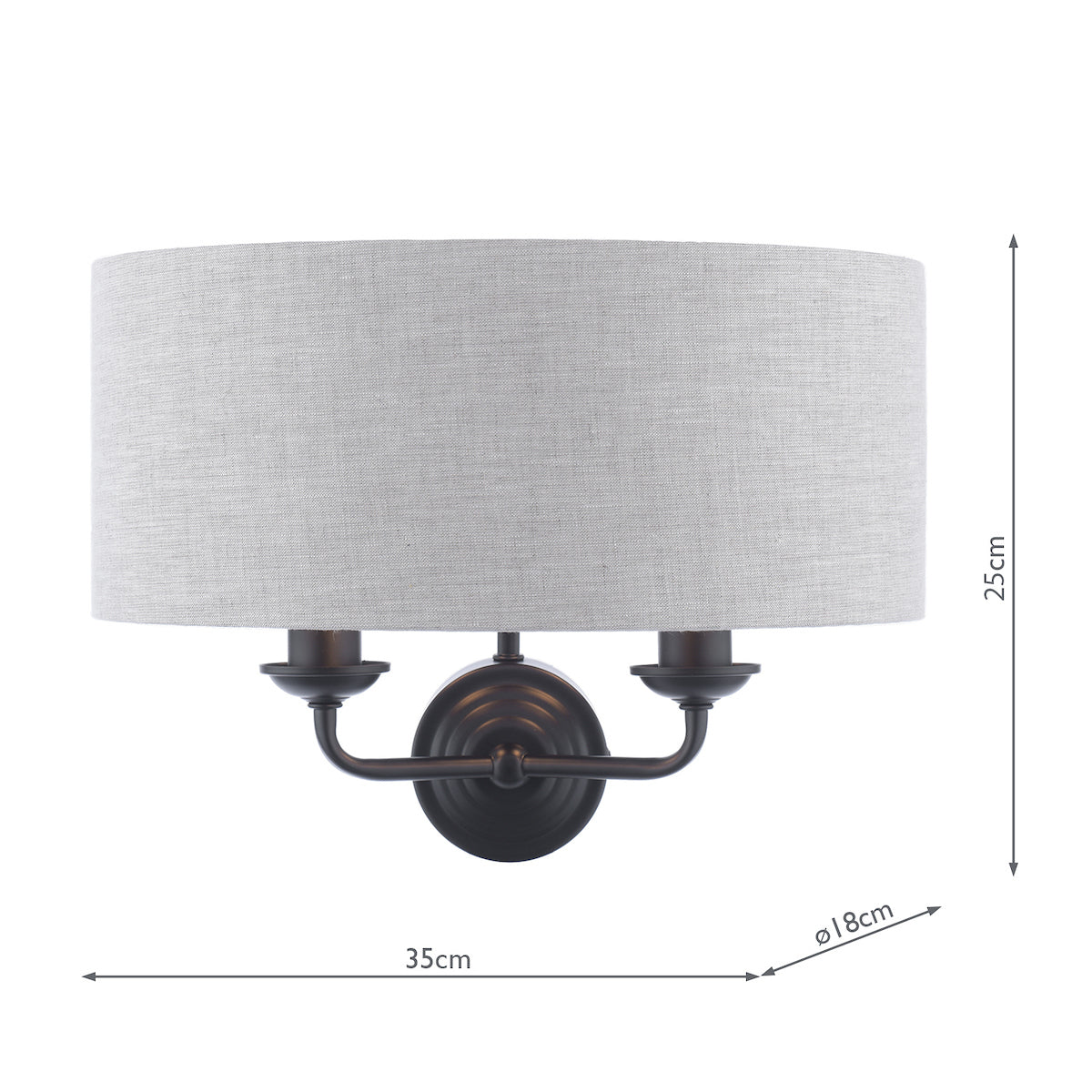 Laura Ashley Sorrento 2 Light Wall Light Matt Black With Natural Shade