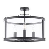 Laura Ashley Harrington 3 Light Semi-Flush Matt Black and Glass