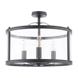 Laura Ashley Harrington 3 Light Semi-Flush Matt Black and Glass