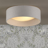 Laura Ashley Bacall 2 Light Flush Natural and White With Shade