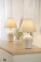 Laura Ashley Pussywillow Table Lamp Cream Ceramic With Shade (Twin Pack)