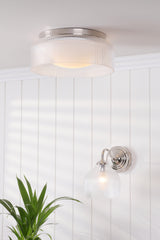 Laura Ashley Charissa Bathroom Ceiling Light Polished Chrome and Ribbed Glass IP44