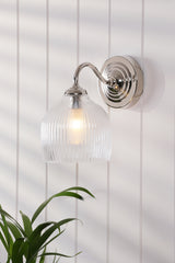 Laura Ashley Charissa Bathroom Wall Light Polished Chrome and Ribbed Glass IP44