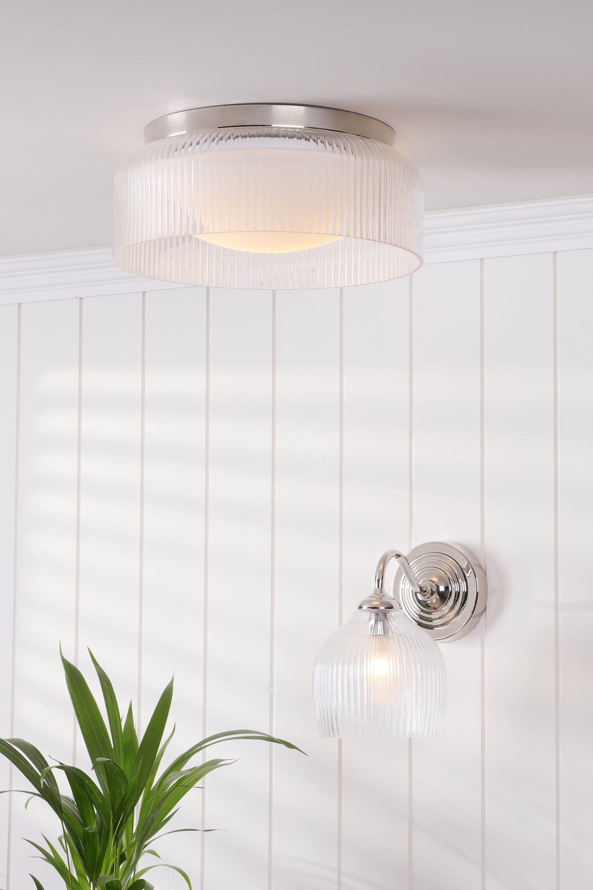 Laura Ashley Charissa Bathroom Wall Light Polished Chrome and Ribbed Glass IP44
