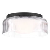 Laura Ashley Charissa Bathroom Ceiling Light Matt Black and Ribbed Glass IP44
